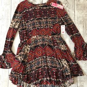 Aztec long sleeve dress